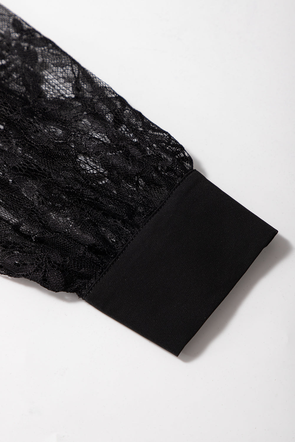 Black Keyhole Neckline Floral Lace Raglan Sleeve Blouse eAura