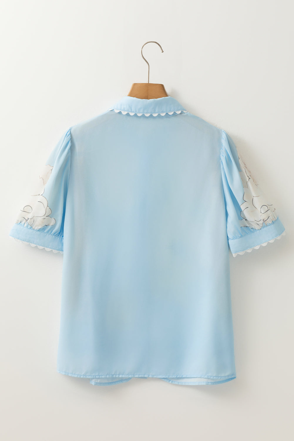 Ric Rac Edge Puff Sleeve Button Up Summer Shirt eAura