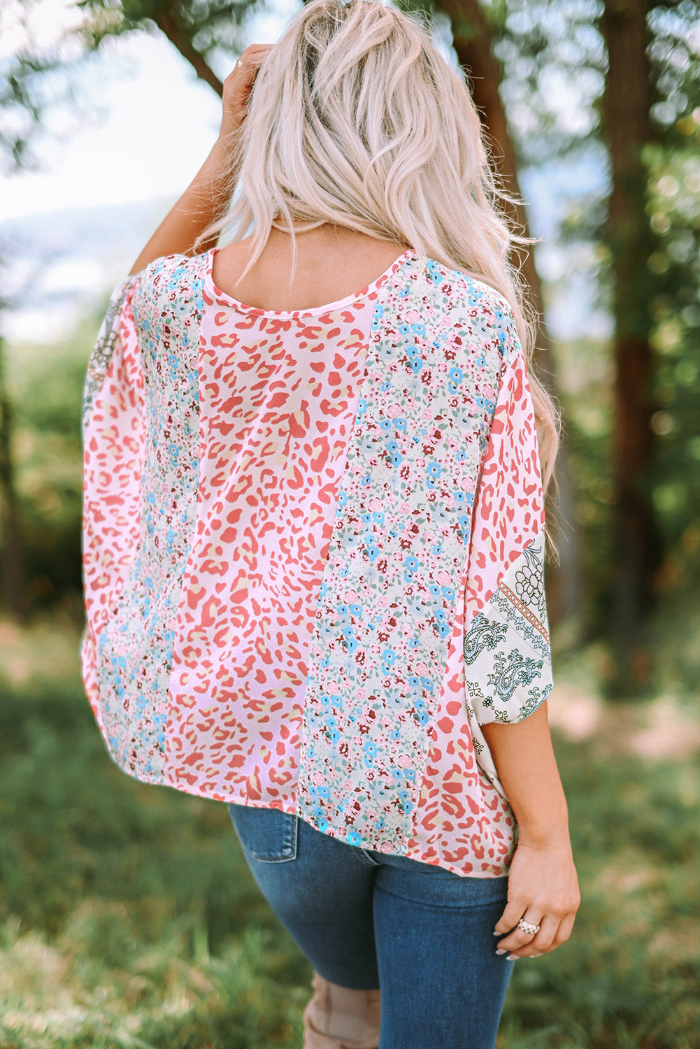 MultiColour Animal Floral Mix Print Cape Top eAura