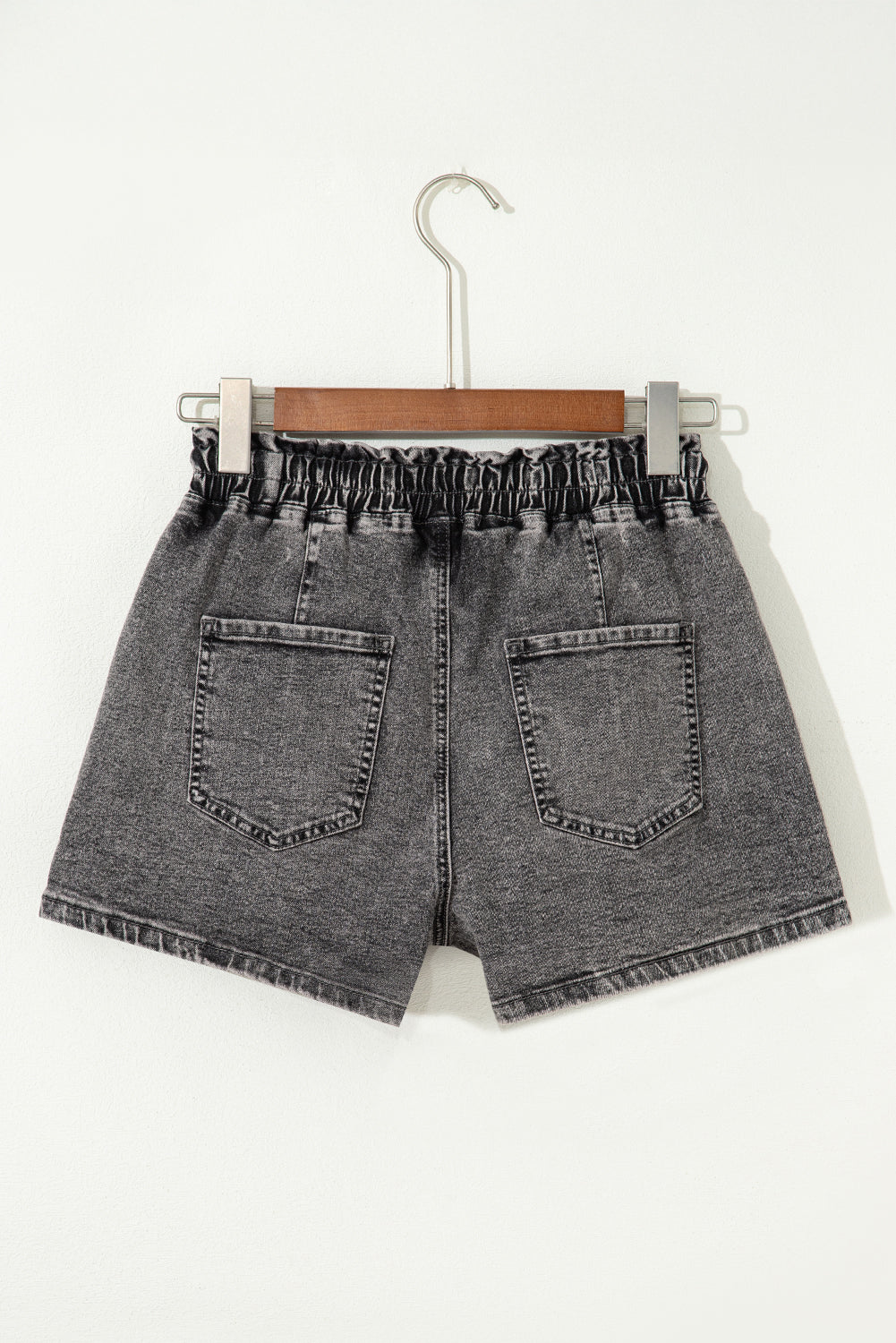 High-rise Drawstring Denim Shorts with Pockets eAura