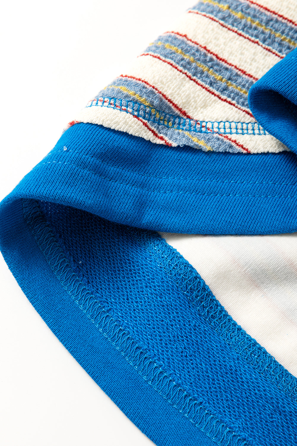 Blue Stripe Buttoned V Neck Collared Drop Shoulder Top eAura