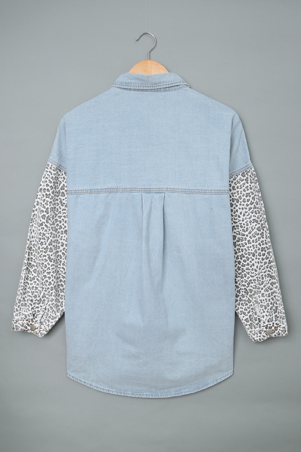 White Contrast Leopard Denim Jacket eAura