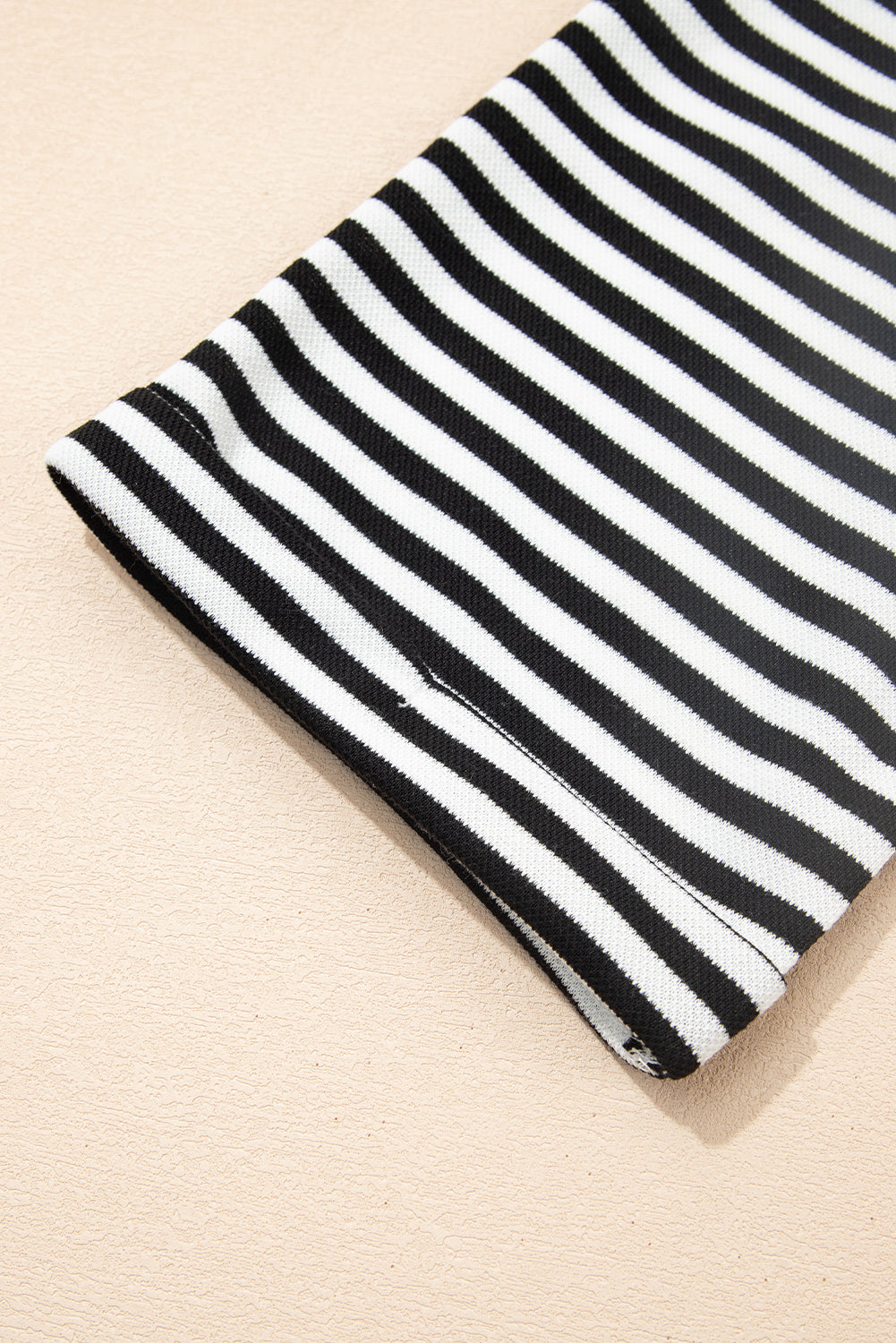 Black Stripe Bowknot Cutout Back Drop Shoulder Wide Bracelet Sleeve Loose Tee eAura