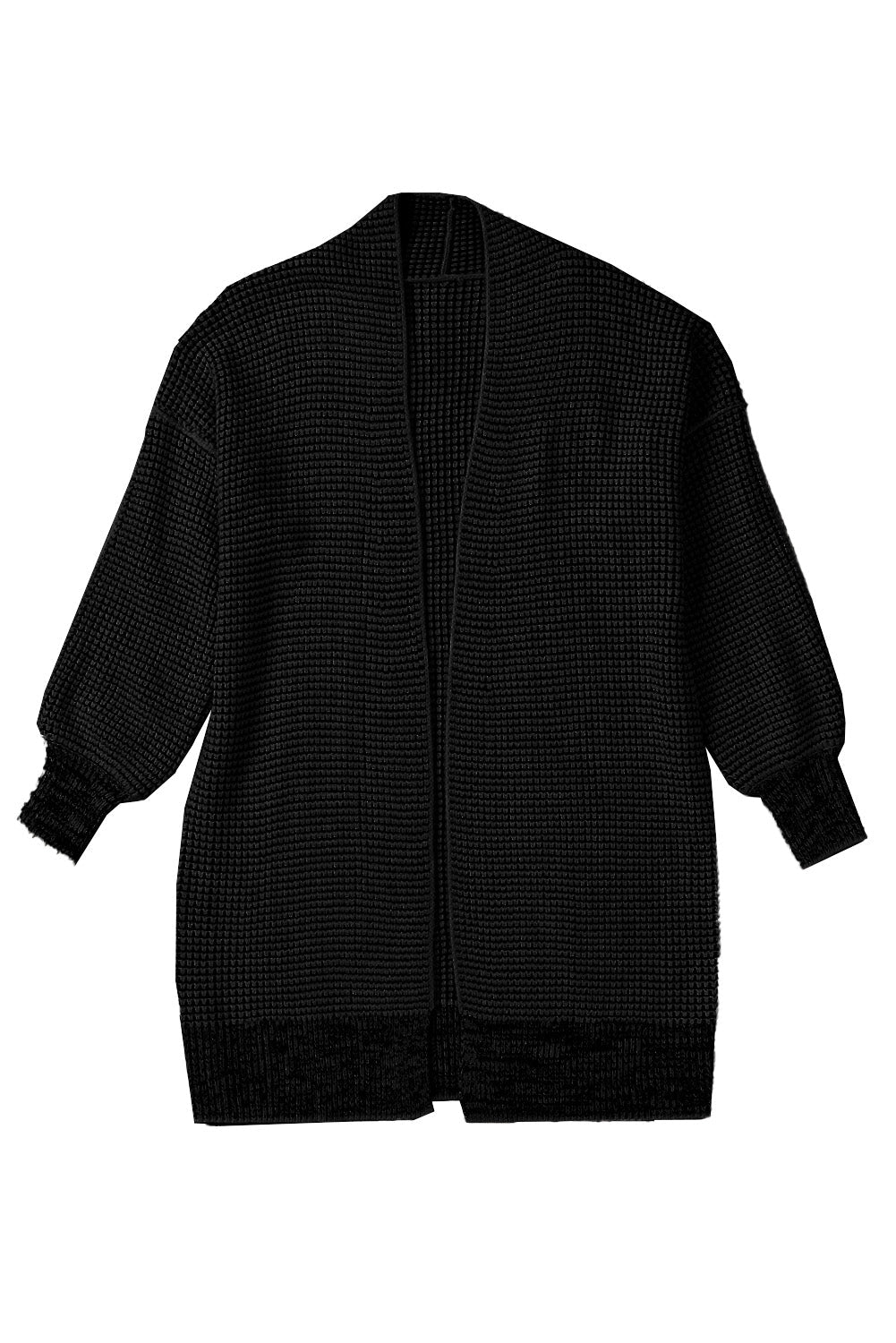 Apricot Plaid Knitted Long Open Front Cardigan eAura