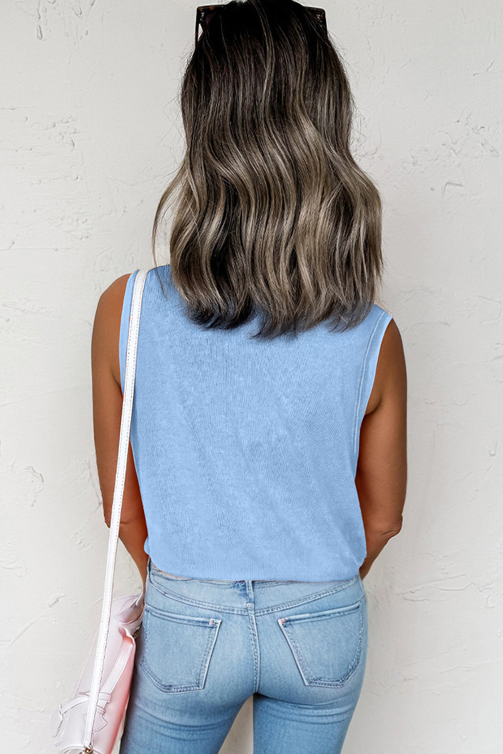 Beau Blue Mineral Wash Patched Chest Pocket Casual Tank Top eAura