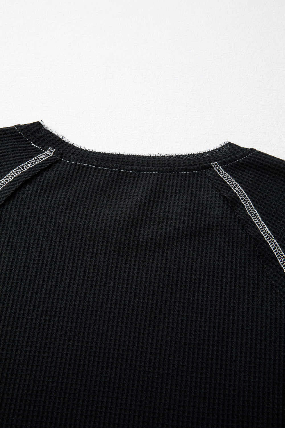 Black Textured Round Neck Long Sleeve Top eAura