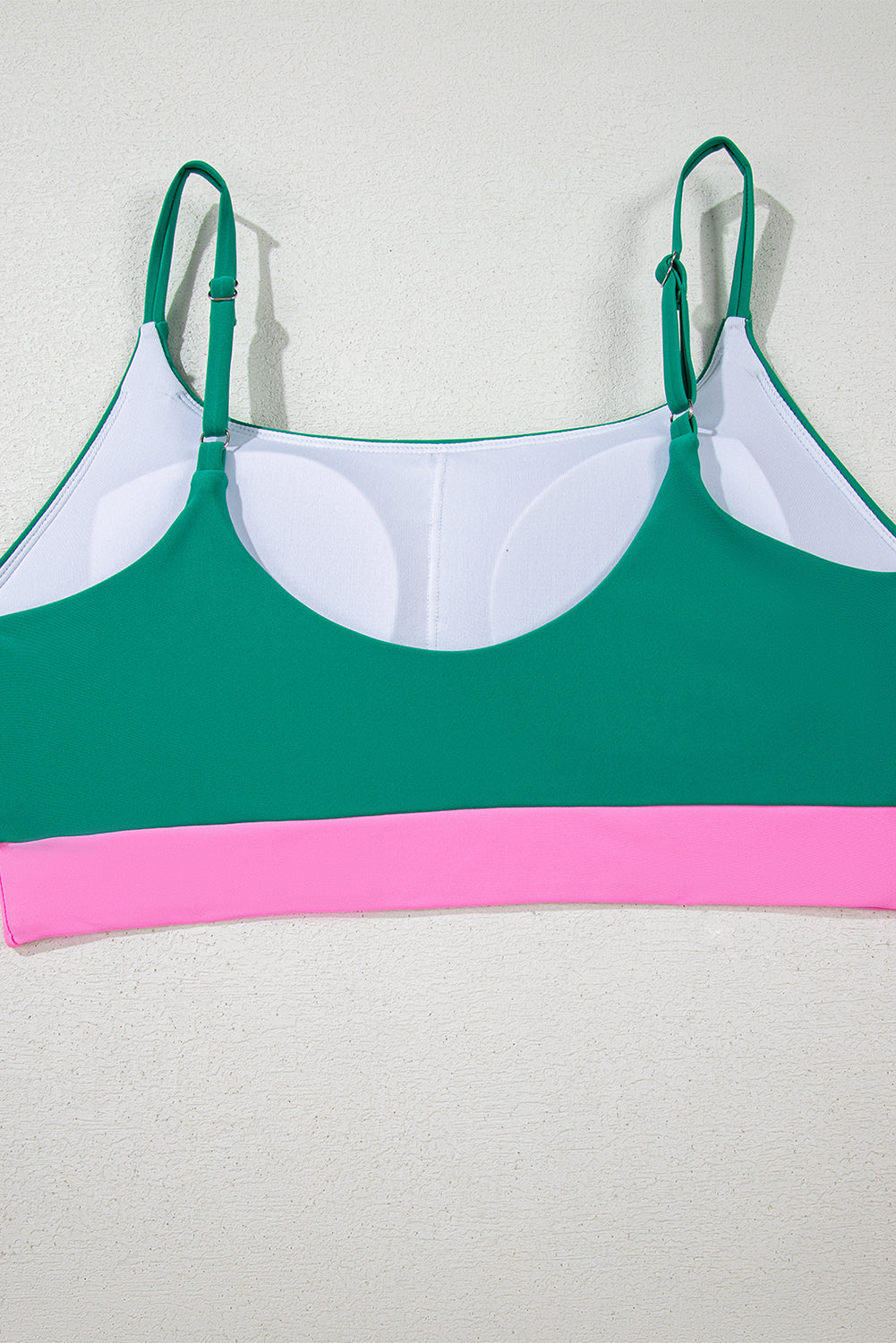 Sea Green Contrast Trim Colourblock Patchwork High Waisted Bikini eAura