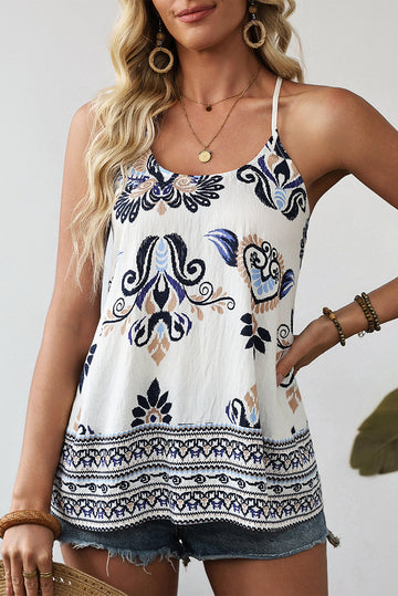 Boho Fashion Print Spaghetti Straps Loose Strappy Top eAura