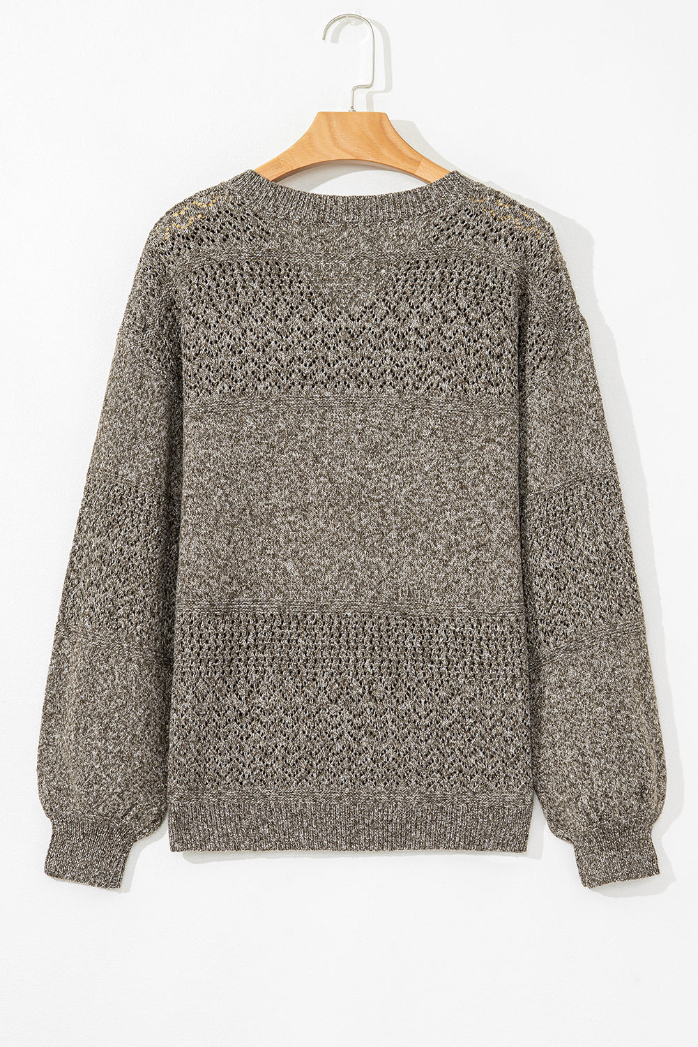Black Eyelet Pattern Detail V Neck Drop Shoulder Sweater eAura