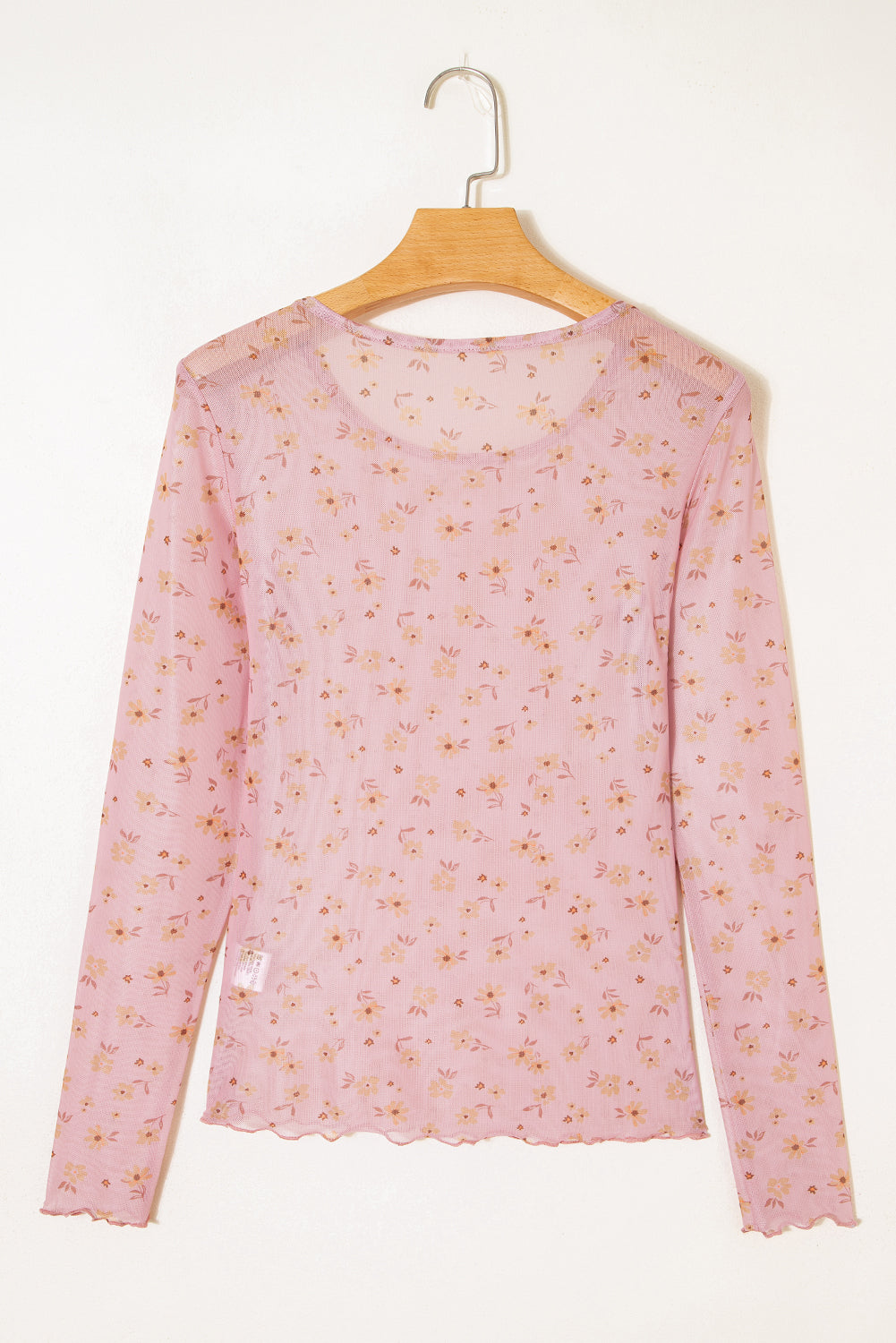 Floral Print Southern Style Mesh Long Sleeve Top - eAura