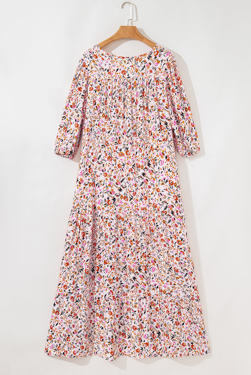 Boho Half Sleeve Floral V-Neck Maxi Dress eAura