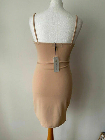 I SAW IT FIRST Nude Binding Detail Strappy Bodycon Dress Size 10 - Beagle Boutique Fashion Outlet
