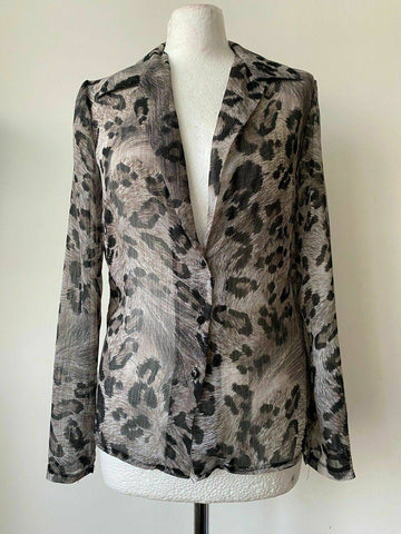 I SAW IT FIRST Sheer Animal Print Button Down / Blazer Shirt Size 8 - BB Fashion Outlet