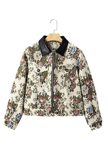 Khaki and floral Denim Jacket