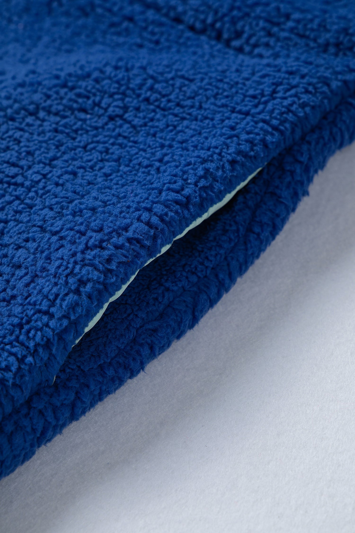 Blue Sherpa Half Zip Contrast Trim Pullover Hoodie - eAura