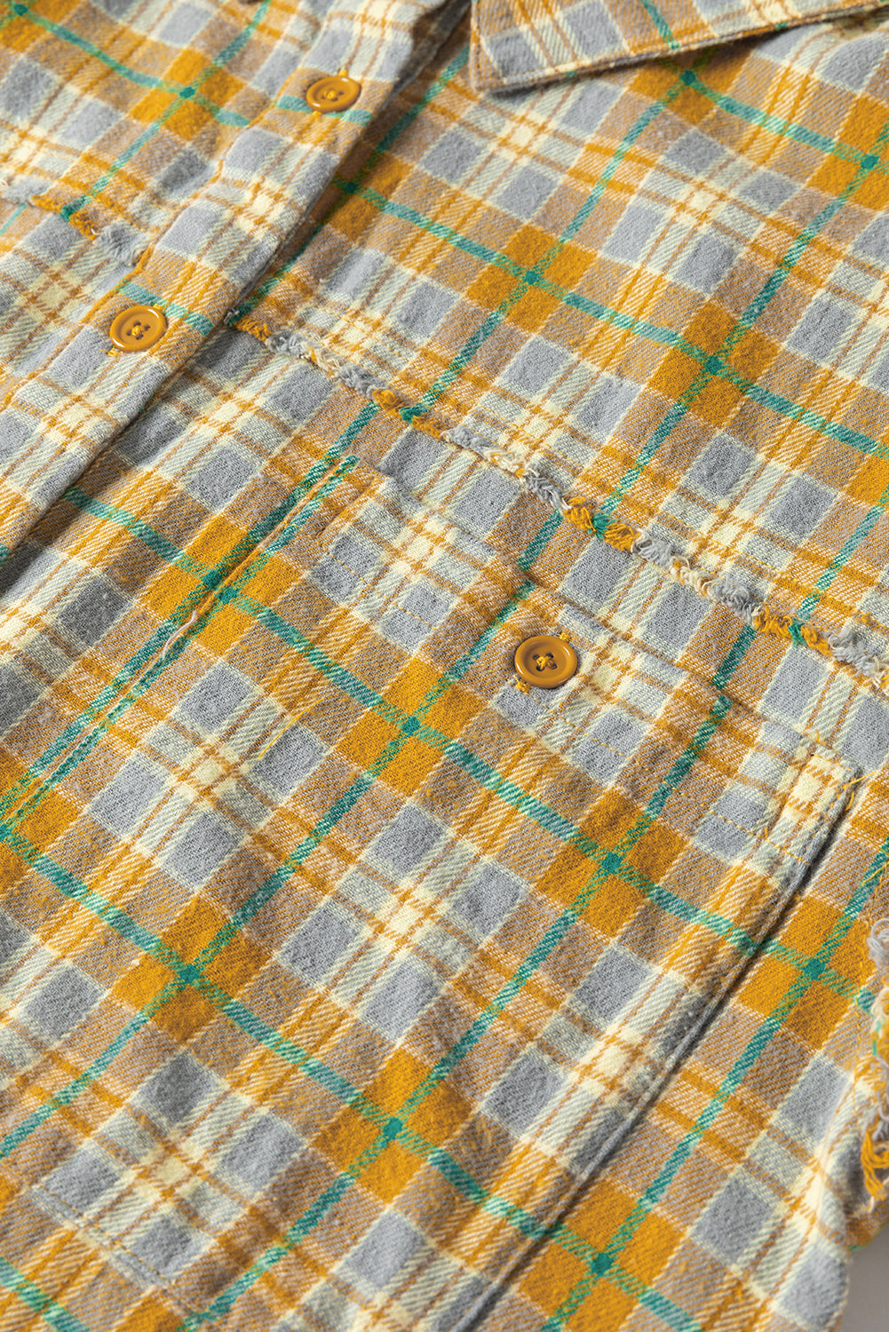 Ginger Plaid Embroidery Patch Button-Down Shacket eAura