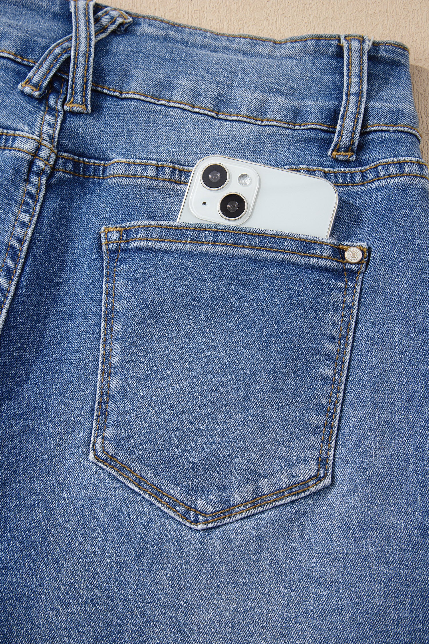 Double Button Zip Fly Straight Leg Jeans - Bottoms/Jeans