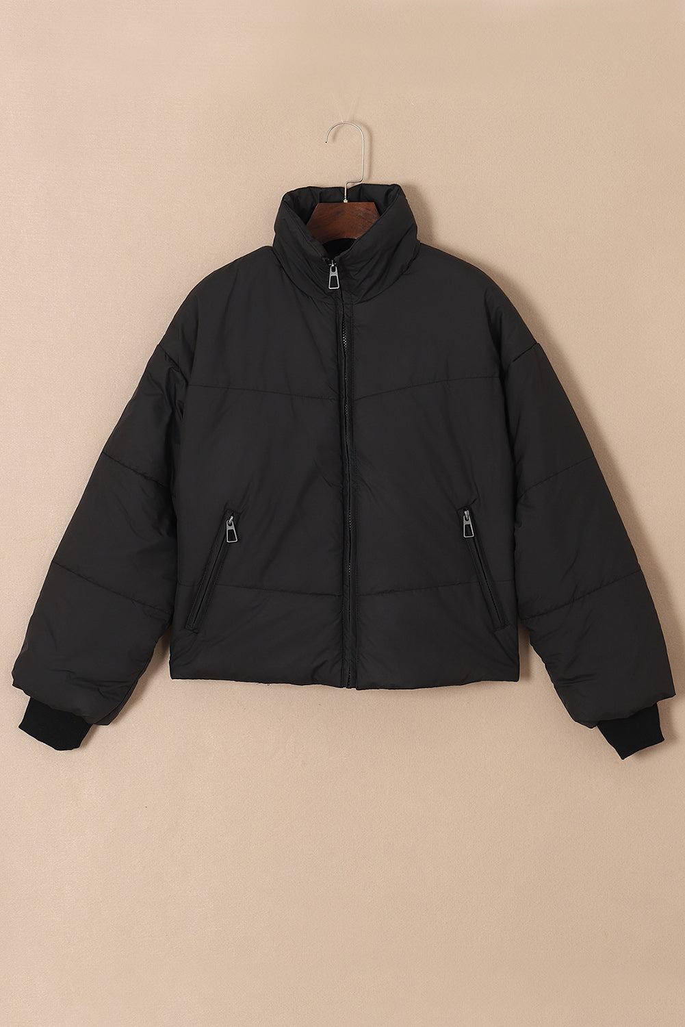 Zip-Up Puffer Jacket With Pockets - eAura