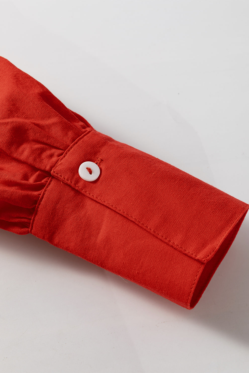 Tomato Red Bishop Sleeve Button Up Pleated Mini Shirt Dress eAura