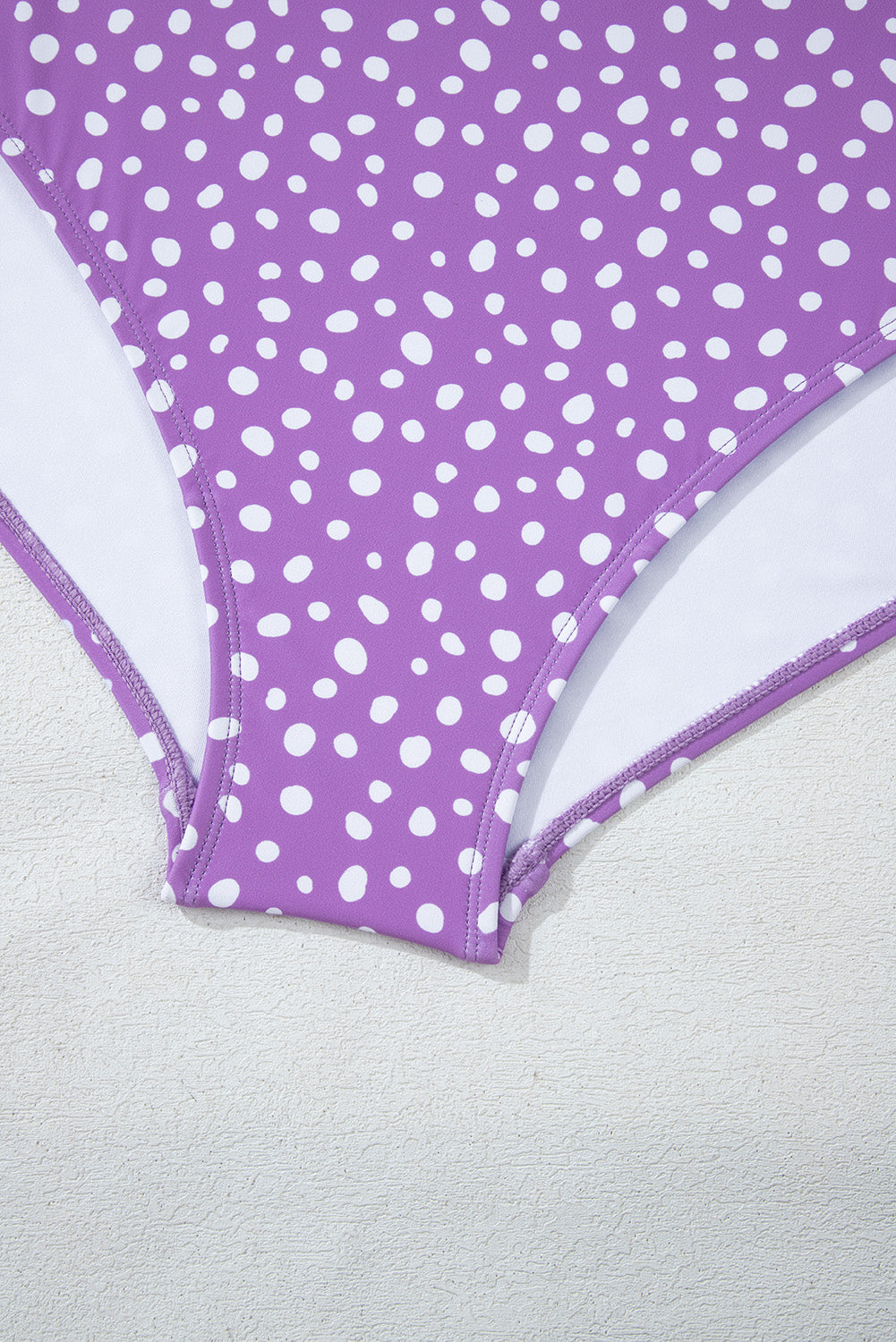 Purple Plus Size Polka Dot Print Ruffled Knotted V Neck Tankini Set BB Fashion Outlet