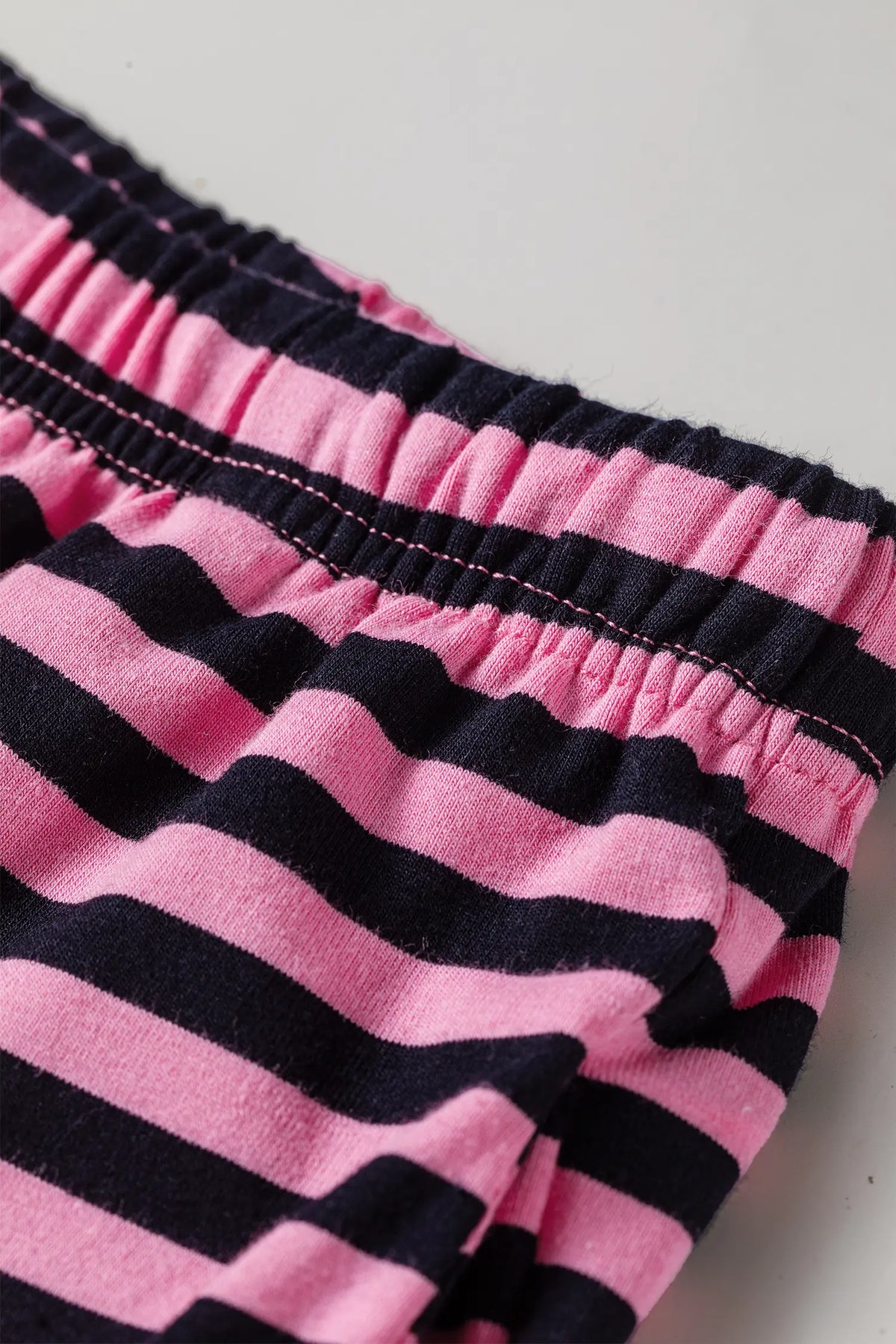 Casual Long Sleeve Top Drawstring Pant Set – Pink Stripe