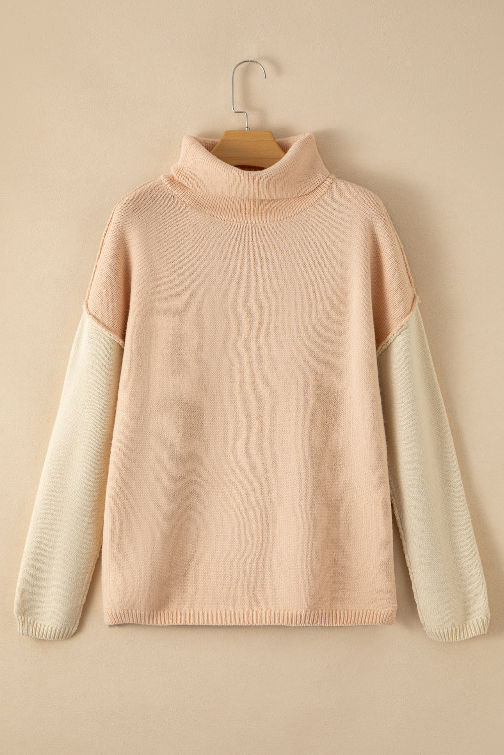 Colour Block Turtle Neck Drop Shoulder Knit Sweater Dear-Lover Dropshipping