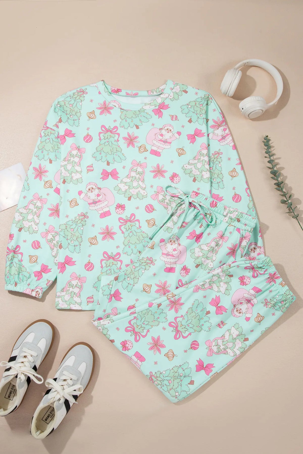 Two-Piece Lounge Set Long Sleeve Abstract Print