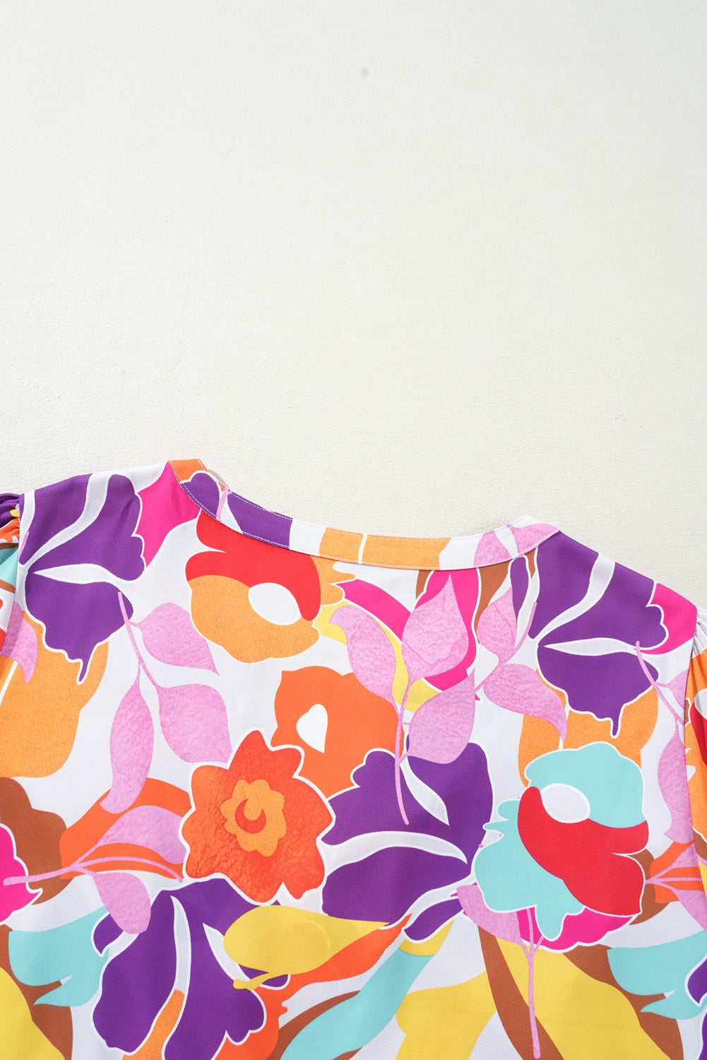 Pink Plus Size Floral Print V Neck Fit and Flare Blouse BB Fashion Outlet