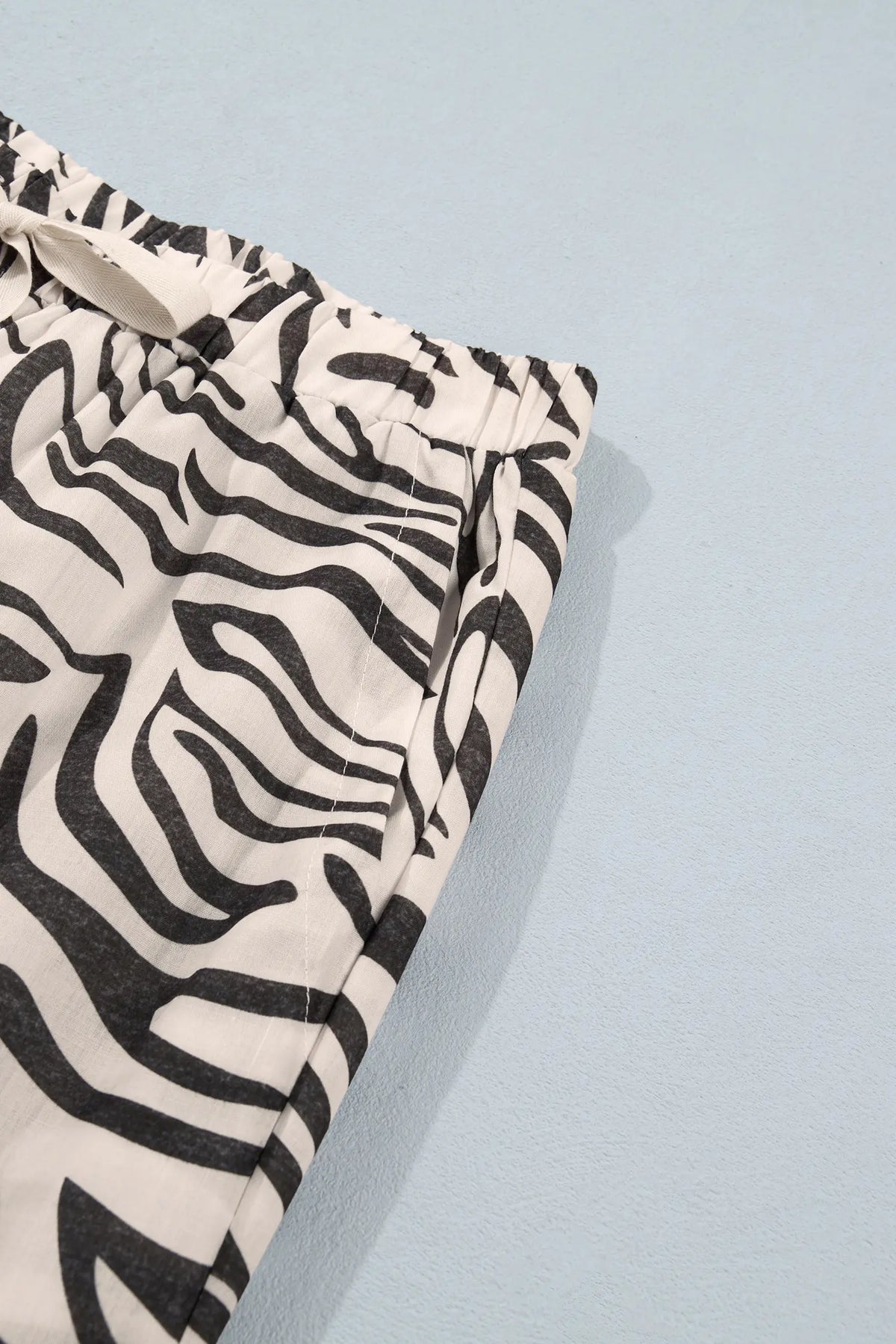 Western Print Zebra Pattern Elastic Waist Pocket Full-Length Pants – Multicolour