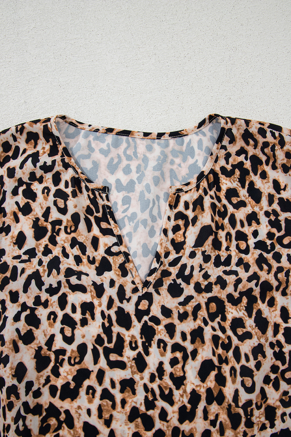 Apricot Leopard V Neck Half Sleeve Blouse eAura