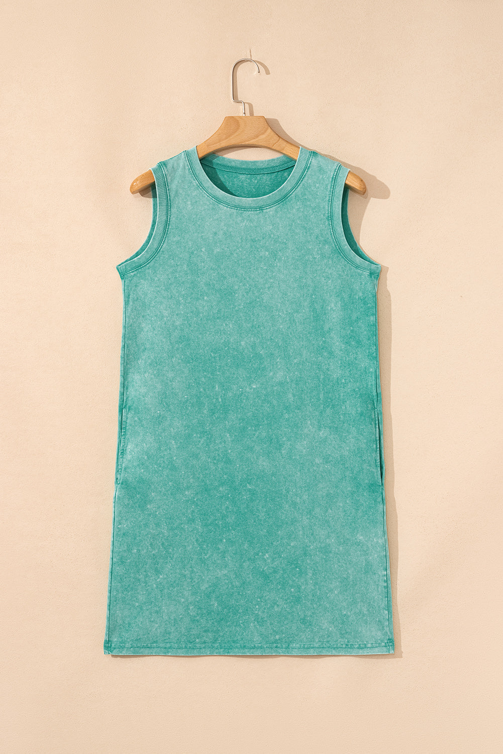 Mineral Wash Sleeveless Mini Dress with Pockets eAura