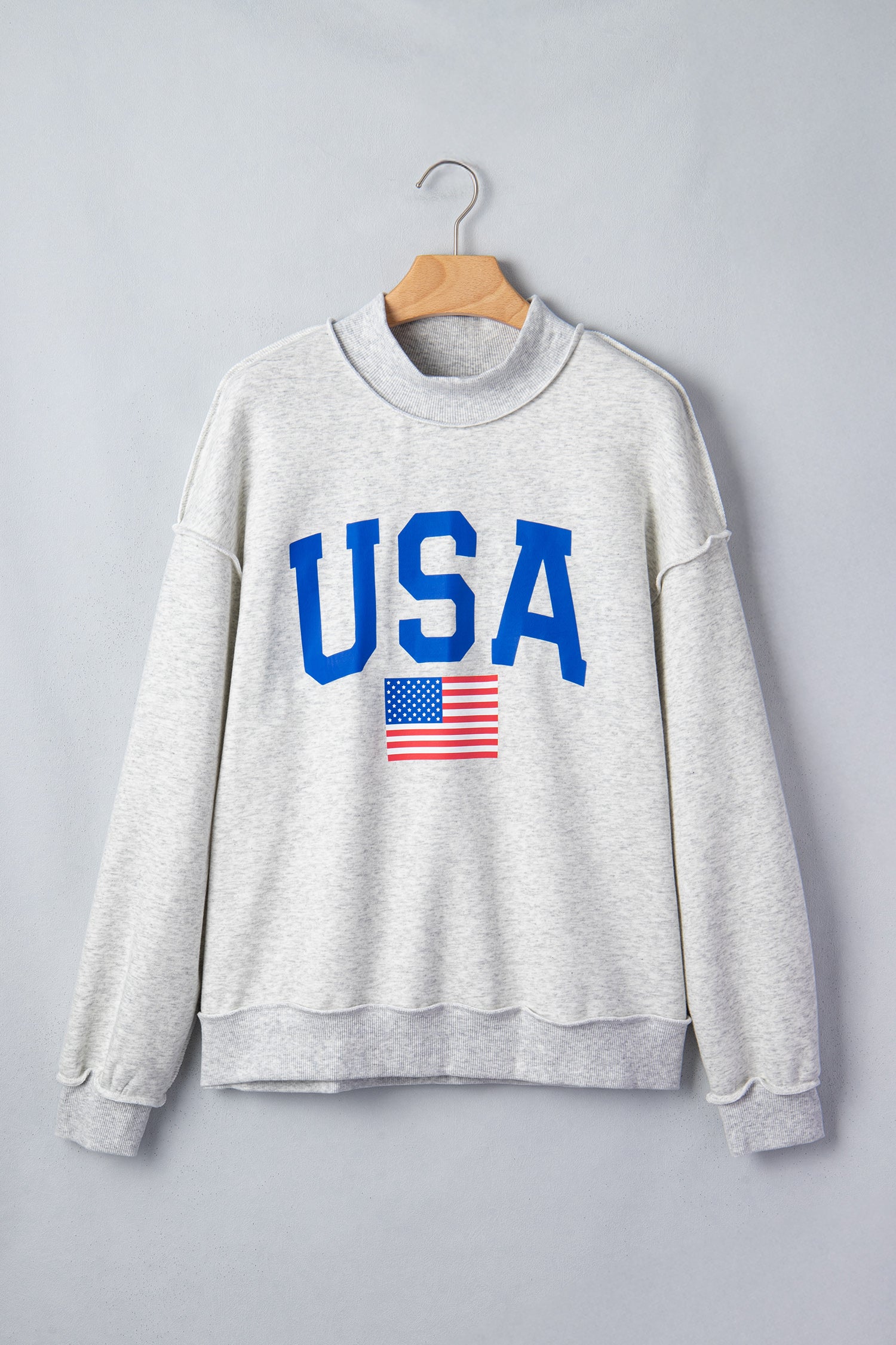 Reversible USA Graphic Mock Neck Sweatshirt