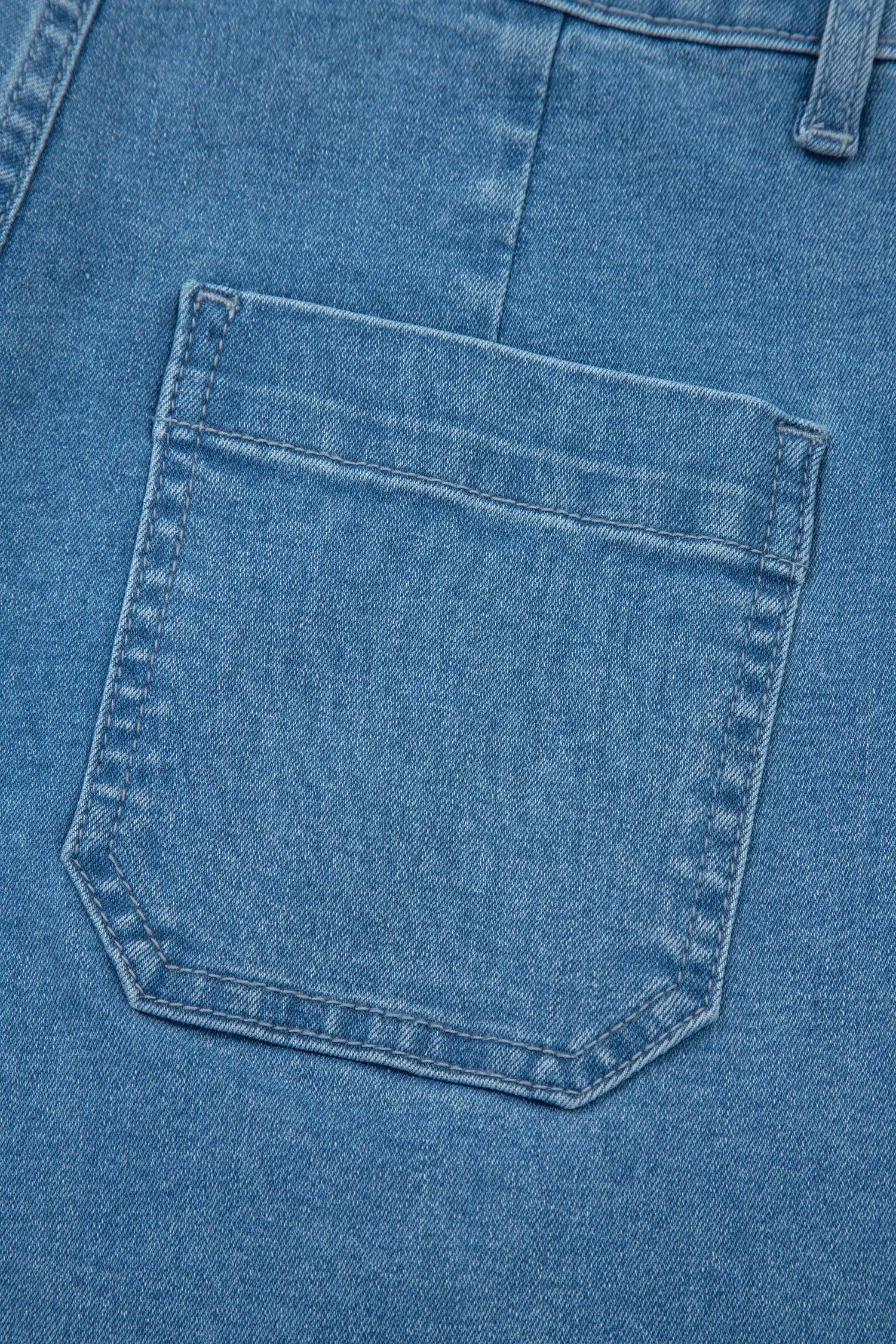 Dusk Blue Retro Washed Patch Pocket Stretchy Jeans