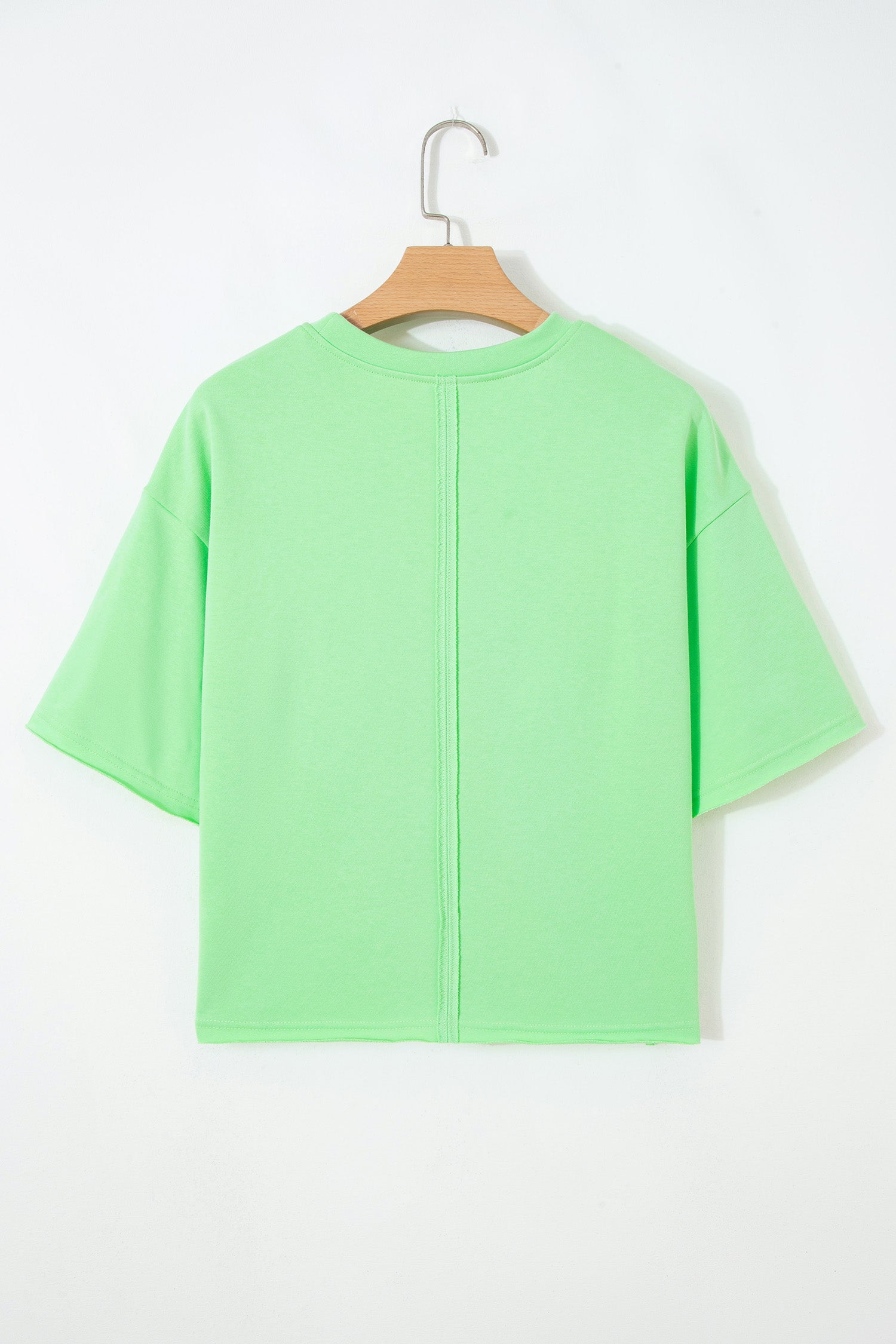 Crab Embroidered Patch Loose Round Neck Tee – Bright Green