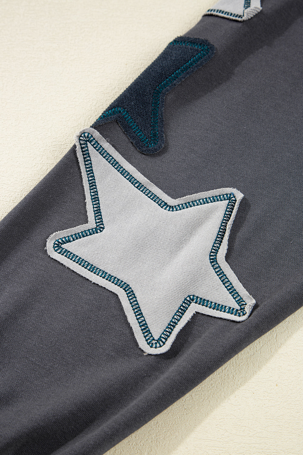 Star Patchwork Contrast Stitching Mineral Wash Kangaroo Pocket Vintage Hoodie - Tops/Sweatshirts & Hoodies