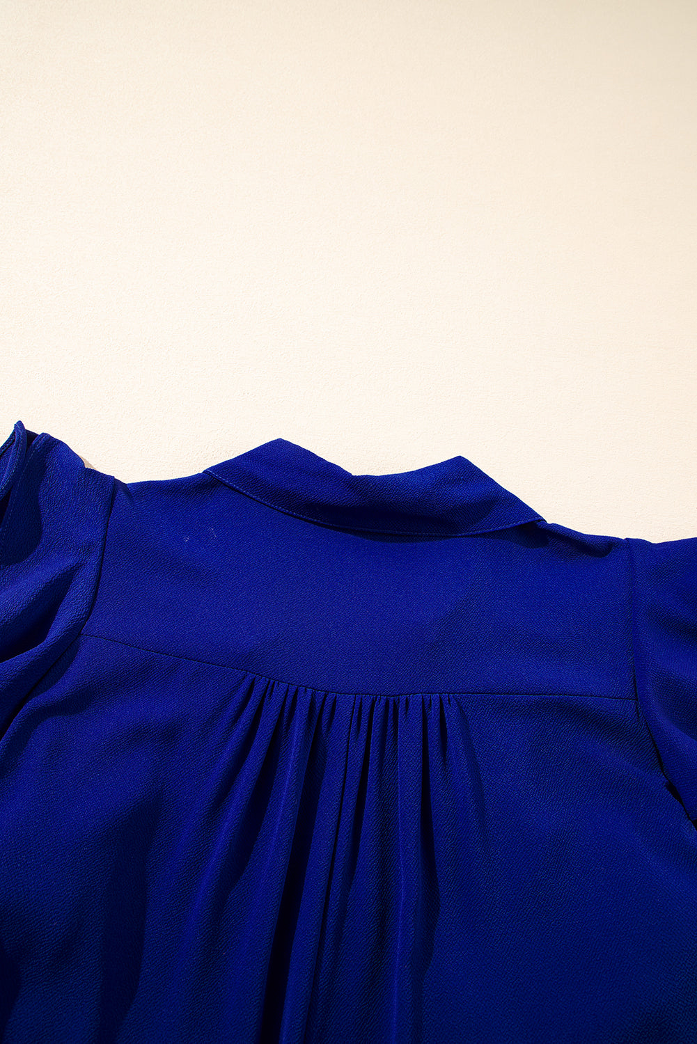 Bluing Ruffled Short Sleeve Collared V Neck Tiered Midi Dress eAura