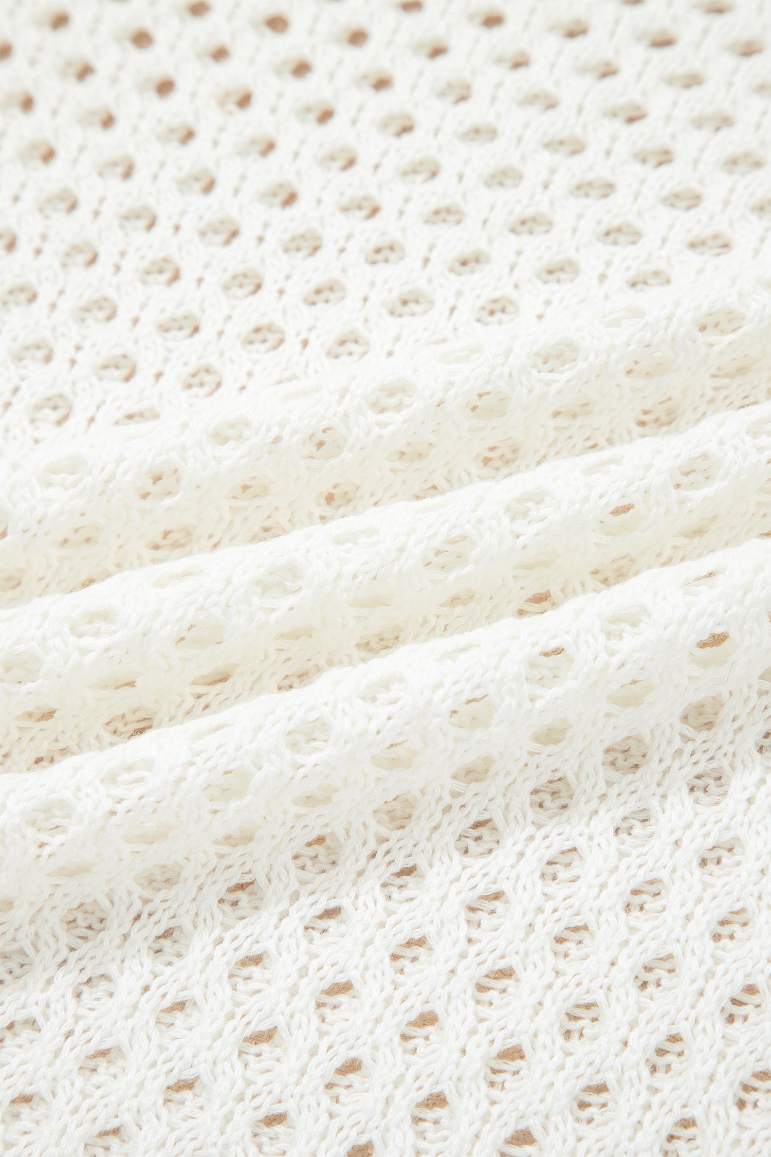 Scalloped Trim Hollow Out Knit Long Sleeve Top – Yellow Cream