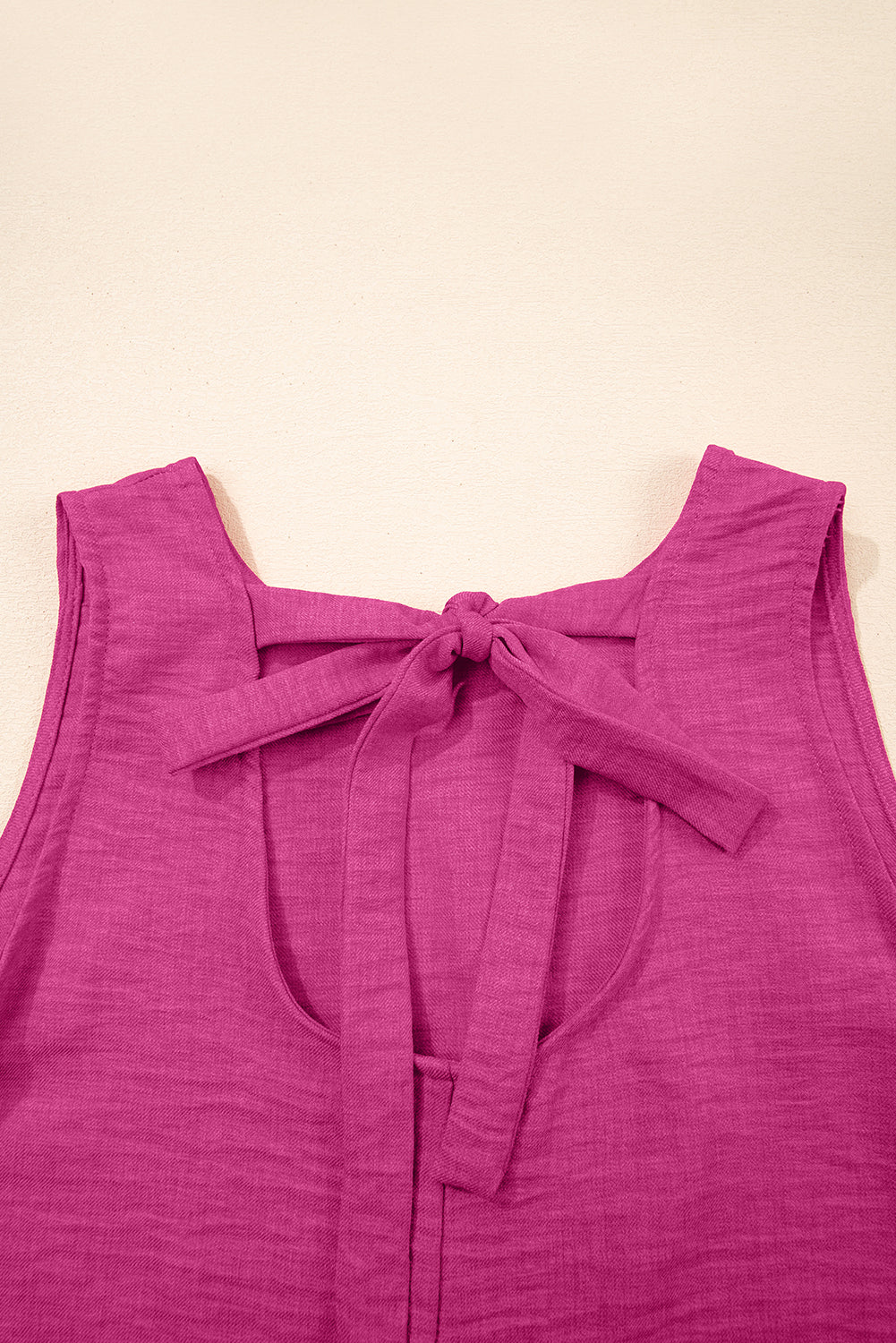 Knot Scoop Back Ruffle Hem Sleeveless Mini Dress eAura