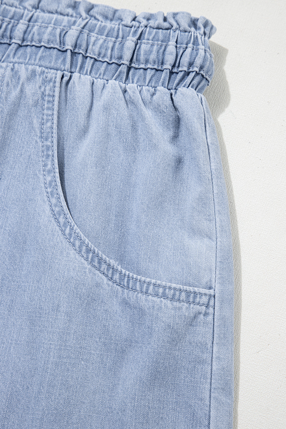 Beau Blue Pocketed Drawstring High Waist Plus Size Denim Shorts BB Fashion Outlet