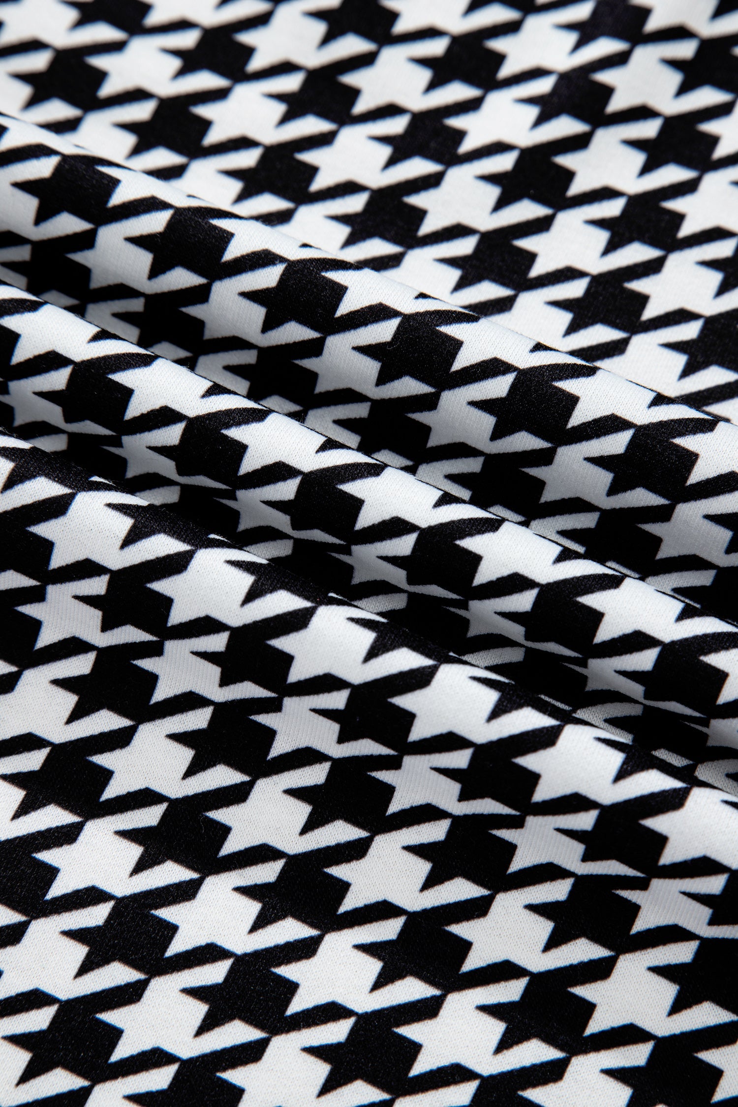 Black Houndstooth Print Open Front Long Dolman Kimonos - eAura