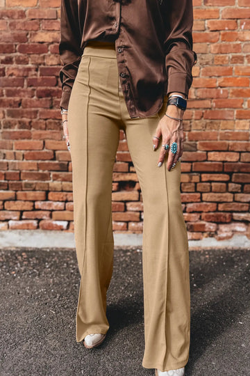 High Waist Full Length Regular Fit Pants – Parchment
