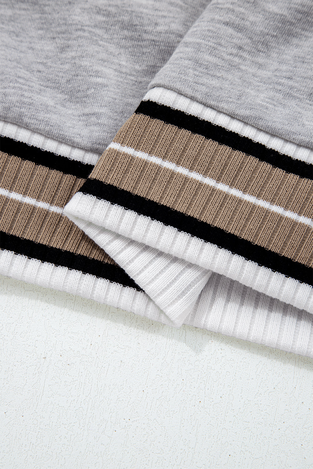 Varsity Contrast Striped Trim V-Neck Sweatshirt - eAura