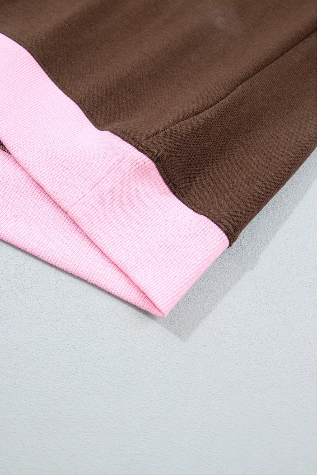 Colourblock Trim Crewneck Long Sleeve Pullover Sweatshirt – Pink