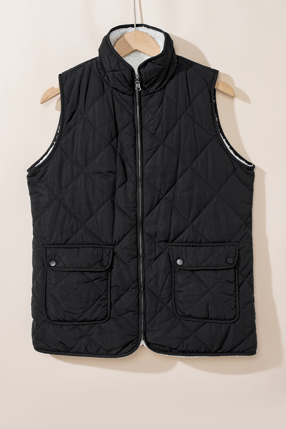 Black Fleece Lined Quilted Zip up Gilet Beagle Boutique Fashion Outlet