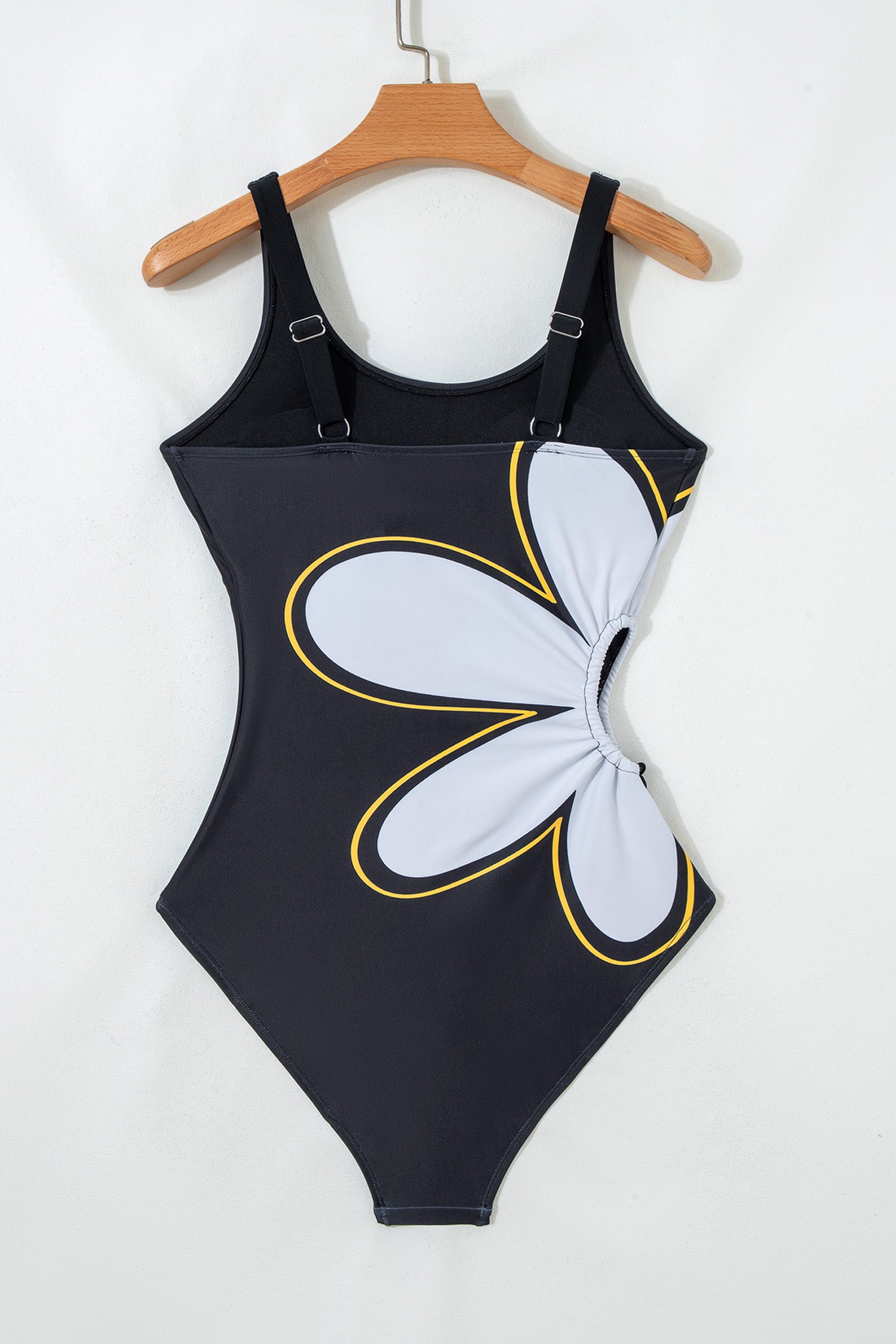 Floral Cutout One-Shoulder Drawstring One-Piece Swimsuit