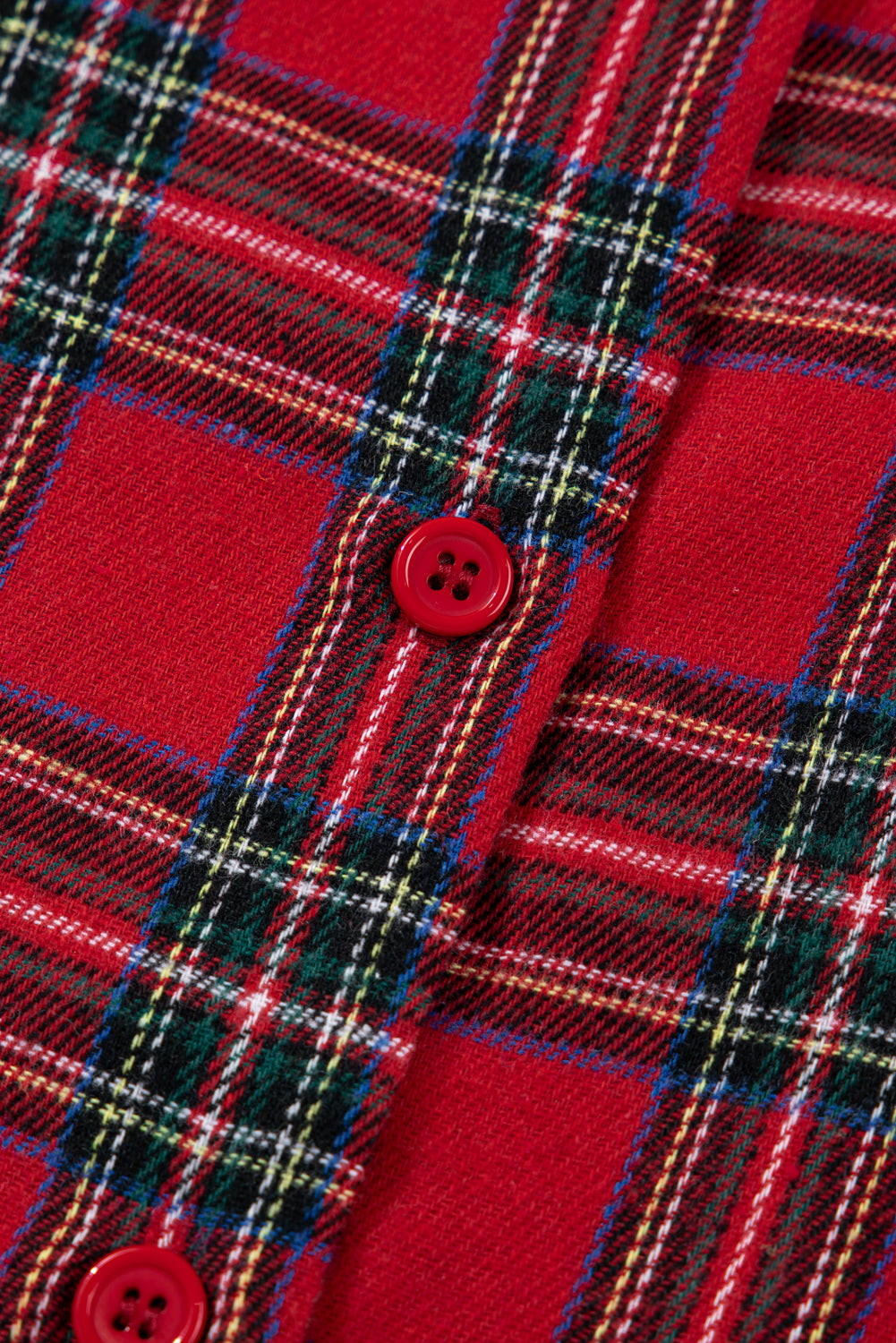 Red Plaid Contrast Christmas Holiday Long Sleeve Shirt and Short Pyjamas - eAura