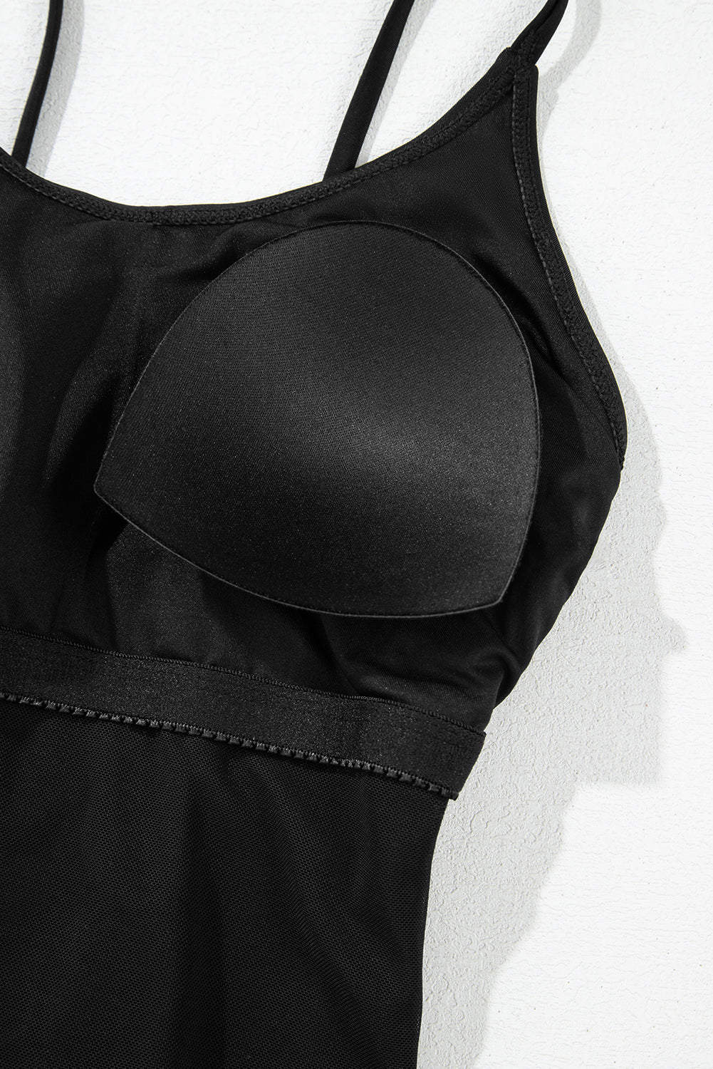 Black Thin Strap Strappy Lace-up Open Back One Piece Swimsuit eAura