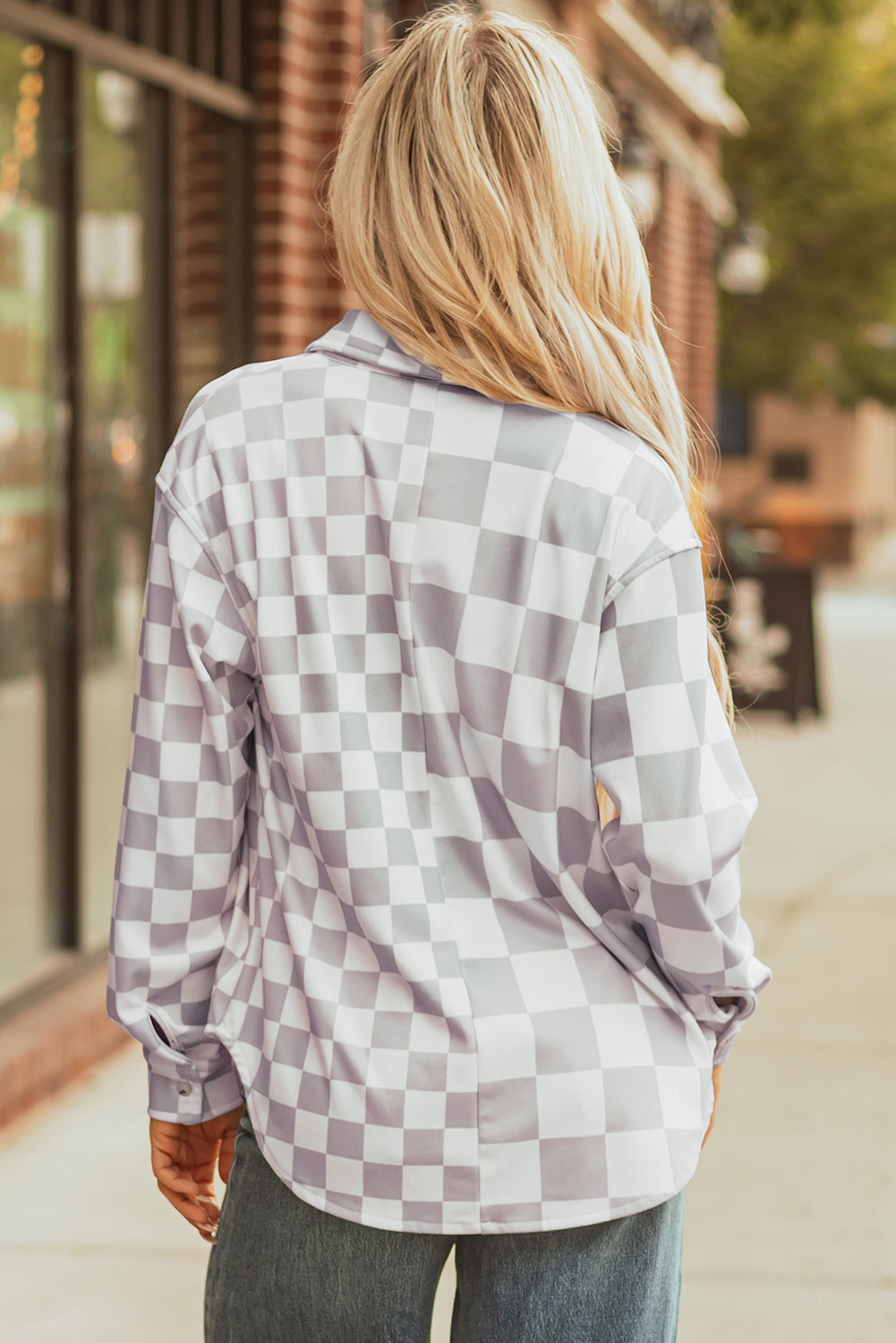 Checkerboard Flap Pocket Button Front Shacket Dear-Lover Dropshipping