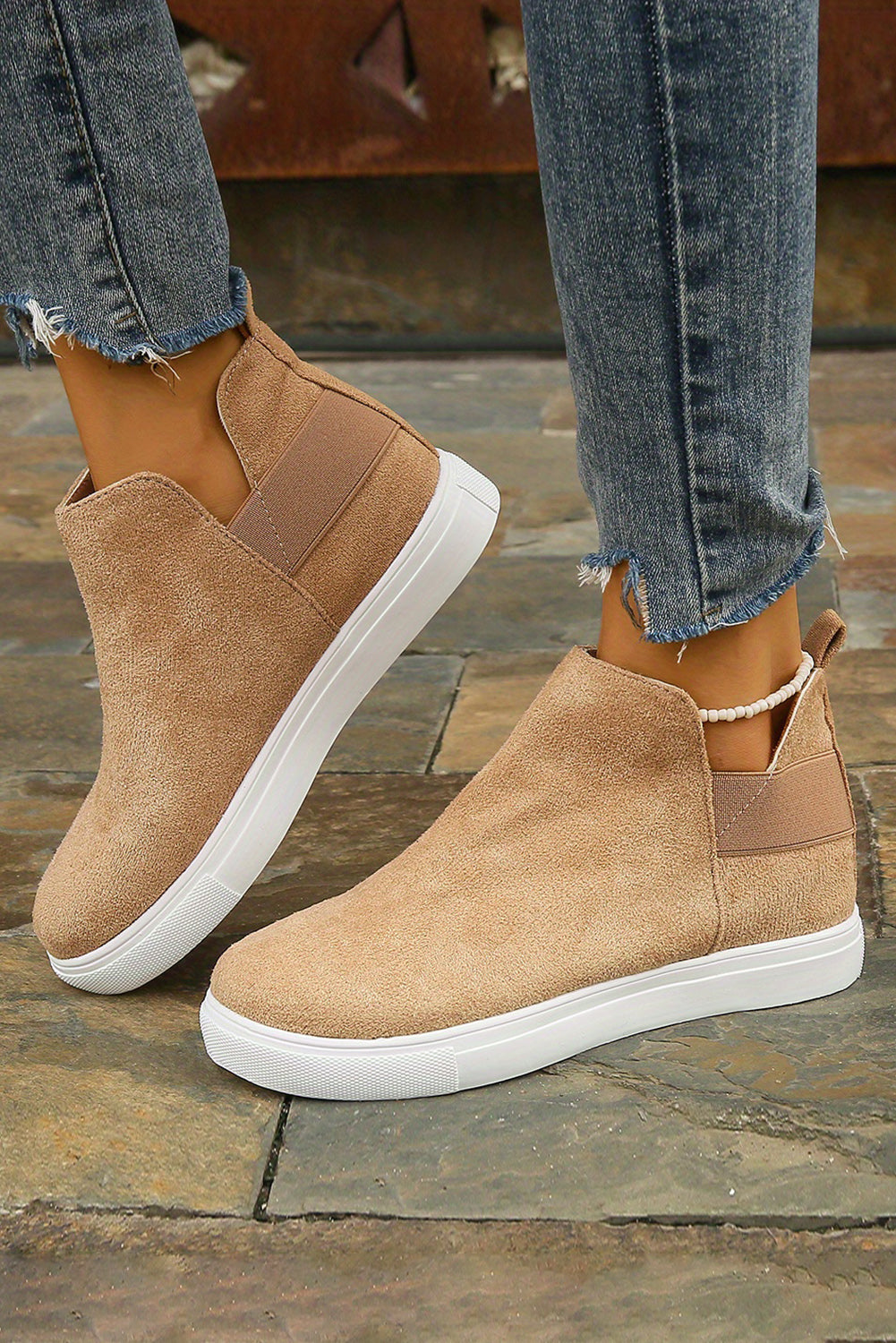 Camel High Top Slip-on Casual Boots - eAura