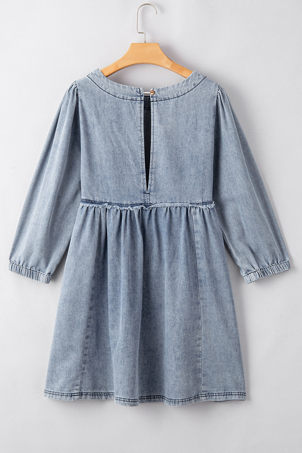 Beau Blue Light Wash High Waist Loose Fit Denim Mini Dress Beagle Boutique Fashion Outlet